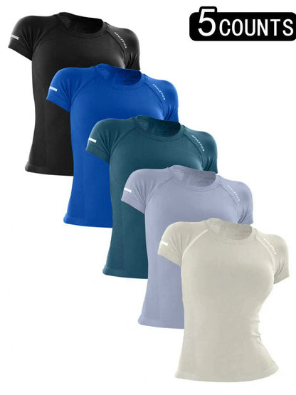 Sporty Women'S Letter Print Raglan Sleeve Sports Tee, Breathable round Neck Short Sleeve T-Shirt for Yoga Gym Workout Running, Ladies Sportswear for All Seasons