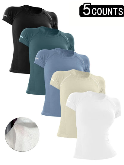 Sporty Women'S Letter Print Raglan Sleeve Sports Tee, Breathable round Neck Short Sleeve T-Shirt for Yoga Gym Workout Running, Ladies Sportswear for All Seasons